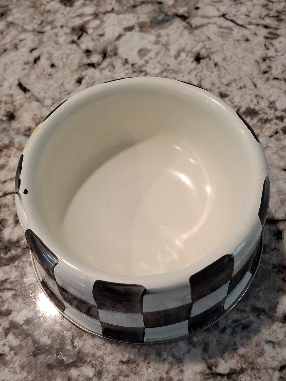 Mackenzie Childs Courtly Check Dog Cat Bowl Size Medium